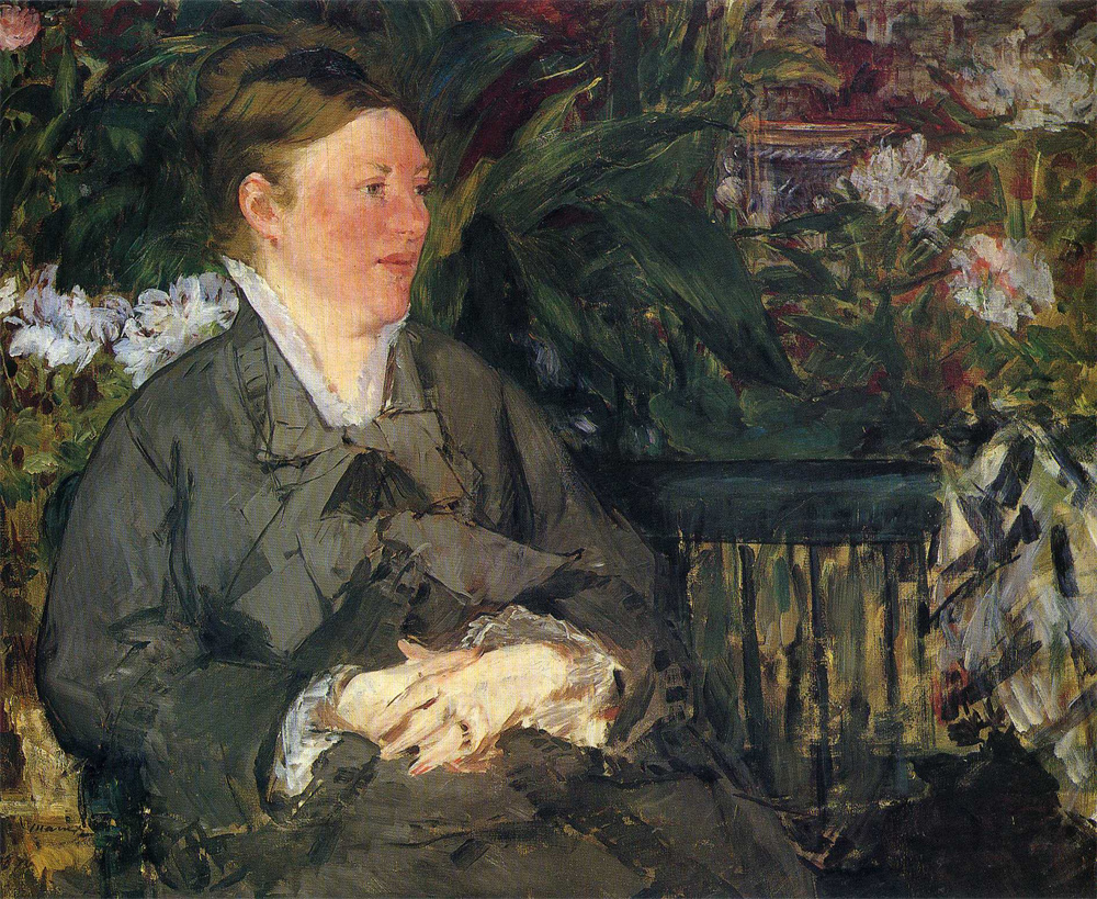 Madame Manet in conservatory 